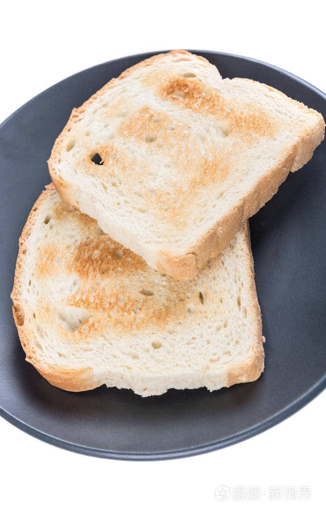 陶瓷板上烤面包全麦两片
