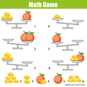 数学教育游戏对于儿童。平衡规模