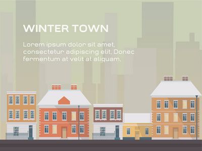 冬季城镇在米色的调色板