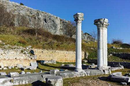 考古地区古代腓立比 东马其顿和色雷斯的全景视图