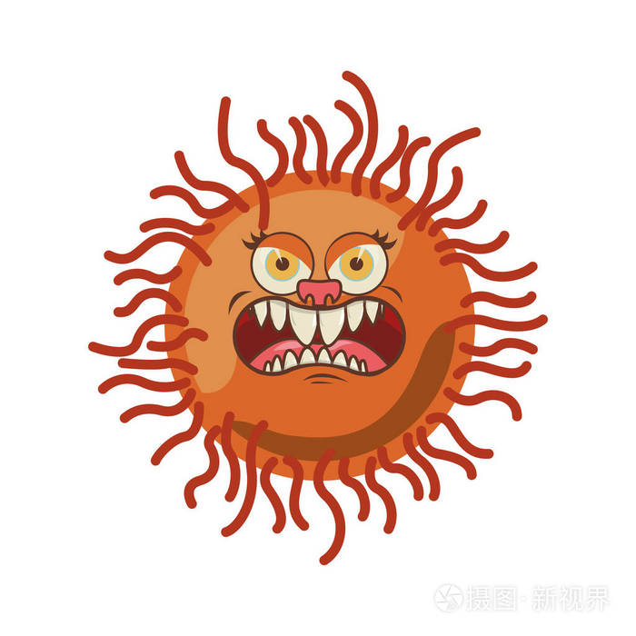 橙色与细菌卡通形状的轮廓插画-正版商用图片0n3vim-摄图新视界