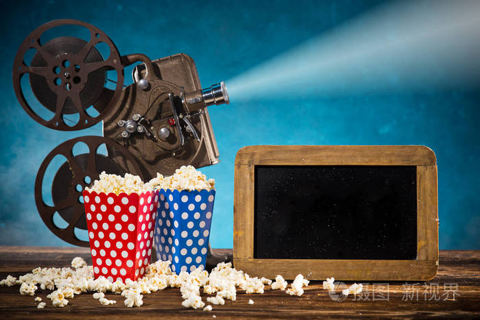 旧的风格电影放映机特写