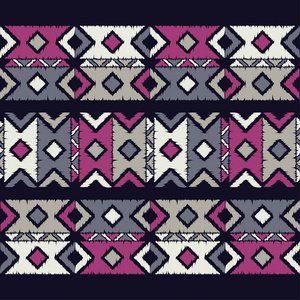 民族波西米亚无缝格局。织物刺绣。部落模式。民俗题材。纺织品融洽