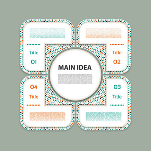 矢量圆图。图 图 演示文稿和图表的模板。经营理念与四个选项 零件 步骤或过程。抽象背景