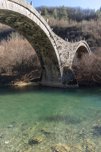 Plakidas 大桥, 条与布莱德山, Zagori, 伊庇, 希腊的惊人景观