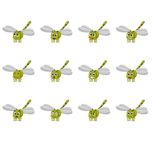 不同面部表情和颜色的蜻蜓照片