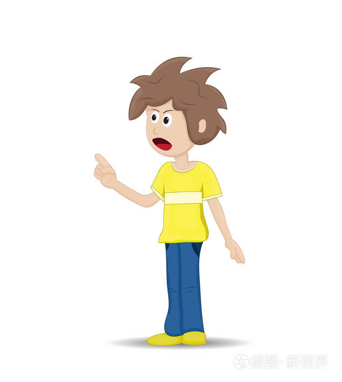 卡通青少年生气