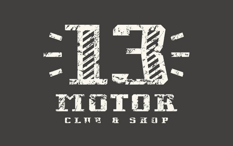 摩托车俱乐部徽章与破旧纹理