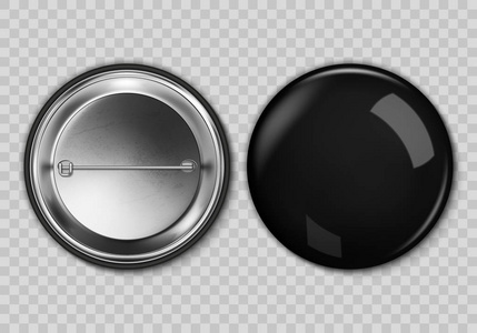 空白黑色按钮徽章, 向量现实例证隔绝在透明背景上