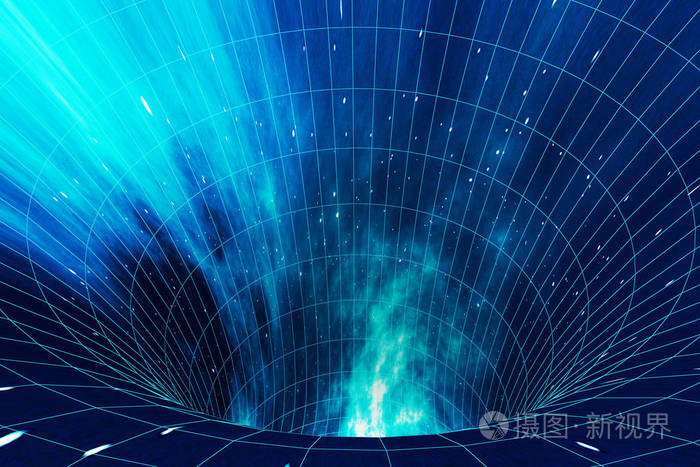抽象的速度隧道经编在空间, 虫洞或黑洞,克服在宇宙中的临时空间的