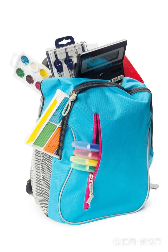 带办公用品的书包照片-正版商用图片0n4l37-摄图新视界