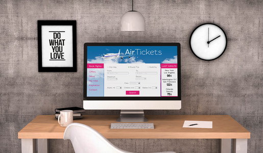 工作区桌面与机票航班网站