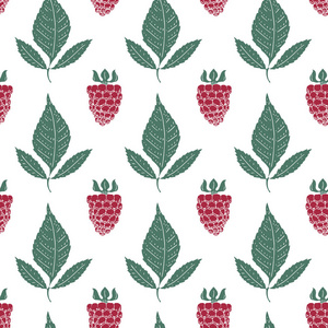 矢量树莓无缝模式。背景 模式 织物设计 包装纸 封面。复古手绘插图