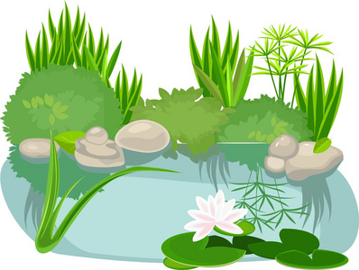 卡通池塘背景图片