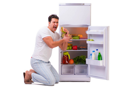 在冰箱里塞满了食物的人图片