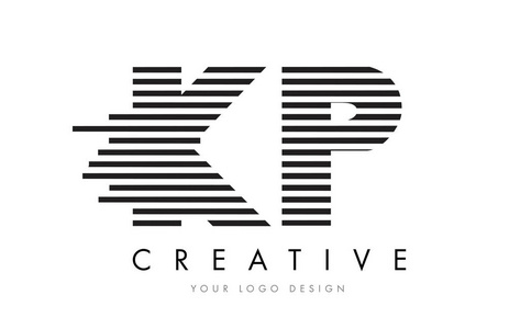 Kp K P 斑马字母标志设计有黑色和白色的条纹