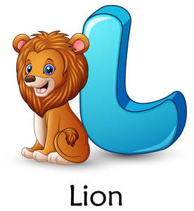 字母 l 的矢量插图为狮子卡通字母照片