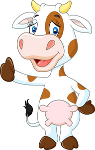 快乐牛给了孤立在透明背景的拇指照片