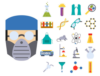实验室矢量化学试验医学实验室科学生物学科学化学图标插图