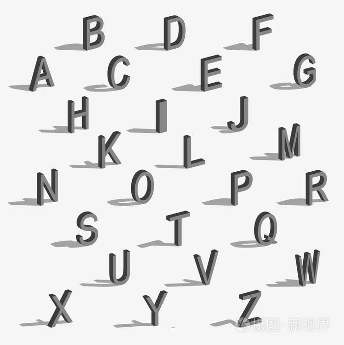 带有阴影的等距字母