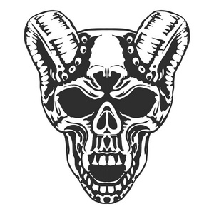 头骨有角的恶魔.矢量照片