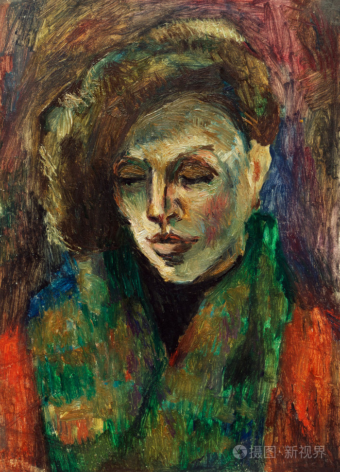 美丽原创油画画像的一个女人上画布