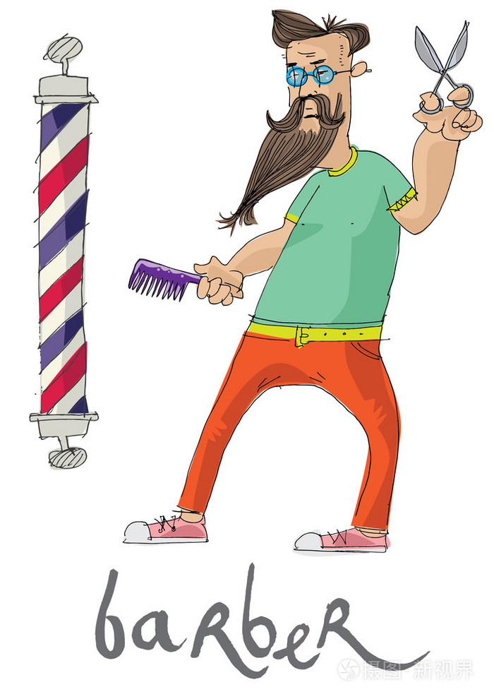 理发师店-卡通明星插画-正版商用图片0n5rmx-摄图新视界