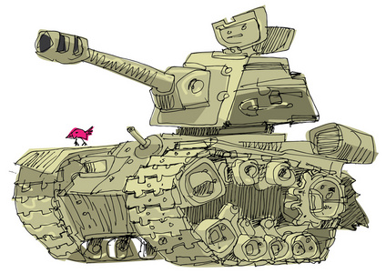 老式坦克-卡通照片