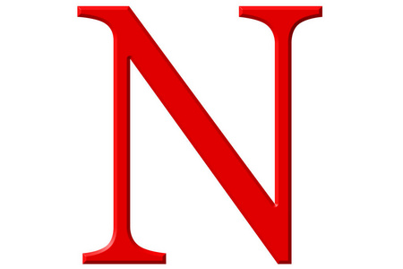 大写的字母 n,白色,一个孤立 3d 图照片