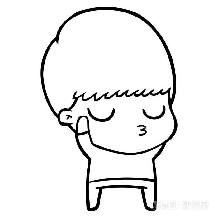 卡通冷静男孩的矢量插图插画-正版商用图片0n5u42-摄图新视界