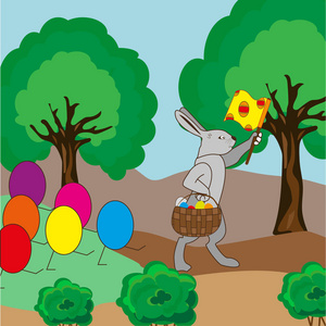 复活节兔子是一列鸡蛋