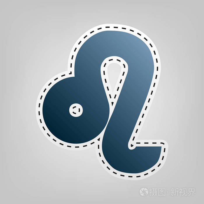狮子座标志图矢量轮廓切割出在灰色背景的蓝色图标