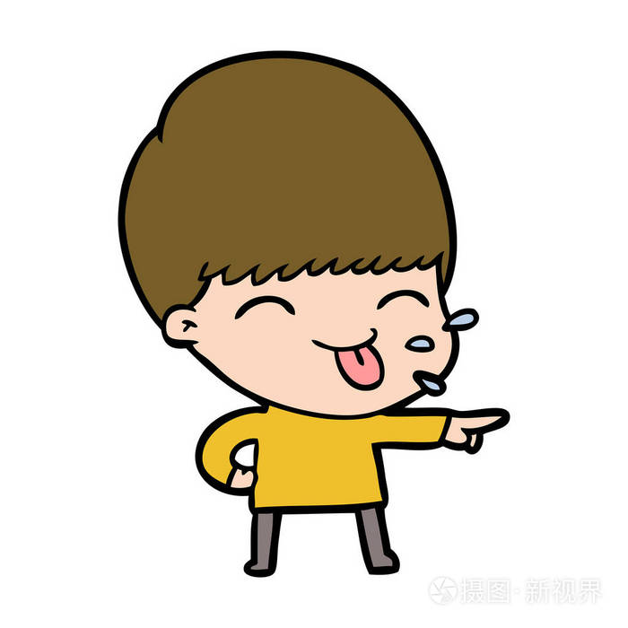 卡通男孩伸出舌头