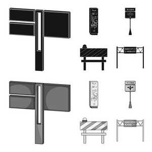 立场和标志和其他网页图标黑色, monochrom 风格。集集合中的交通图标限制器