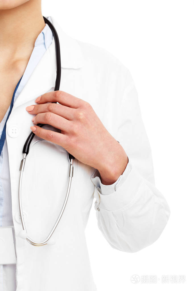 女性医生隔离在白色背景照片-正版商用图片0n6643-摄图新视界