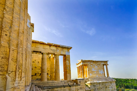 寺庙雅典娜耐克龟纹瓢虫古入口废墟希腊雅典卫城