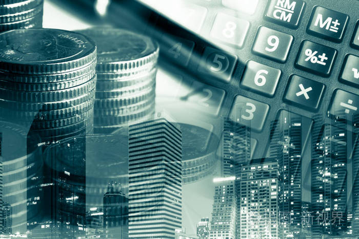 金融商业和银行概念二次曝光的钱pe
