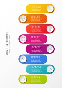 五颜六色的图表模板与业务图标和选项。向量