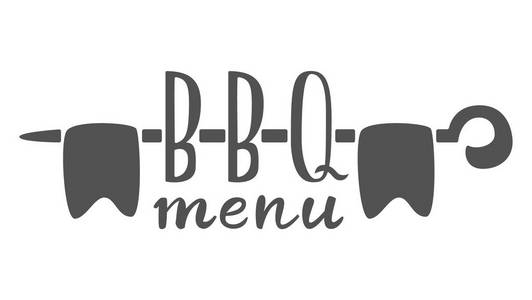 烧烤菜单标签 标志和会徽矢量模板分离在白色背景上。牛排餐厅菜单设计元素