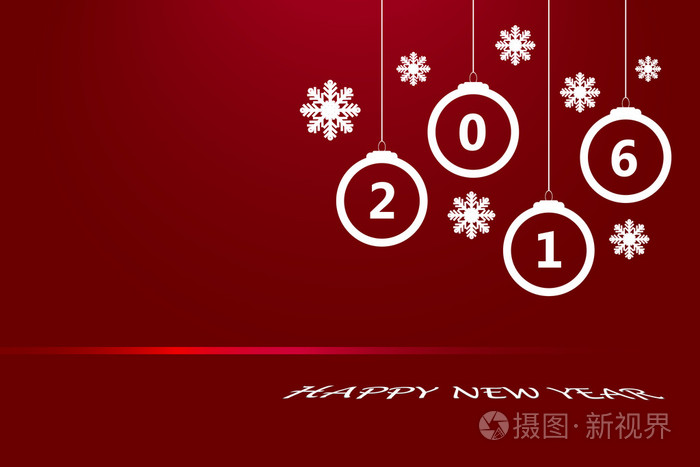 红色的数字2016年的圣诞饰品