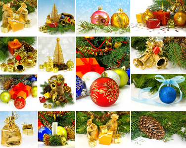 图像的各种圣诞装饰品特写