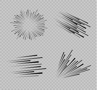 运动对你的设计的影响.透明背景上的黑色线条.飞行粒子矢量图.