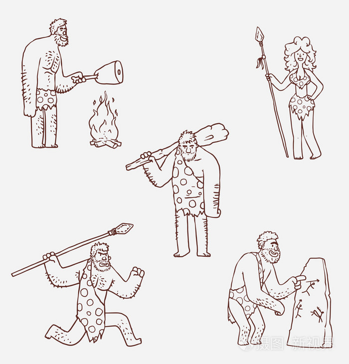 套的卡通山顶洞人插画-正版商用图片0n6g7z-摄图新视界