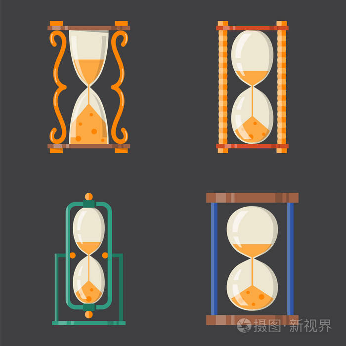 沙漏图标时间平面设计史上第二个老对象和沙子时钟沙漏计时器小时分钟