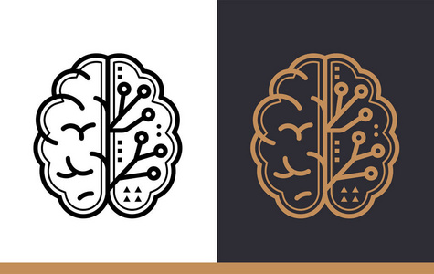 数字大脑的唯一线性图标。网上教育, 电子学习。移动应用的现代轮廓图标