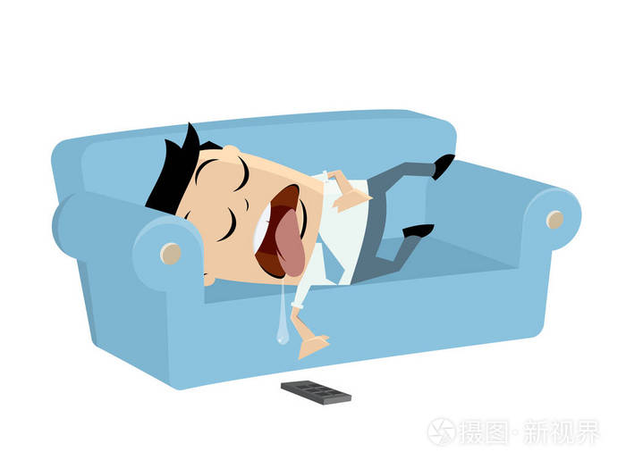 有趣的商人睡到沙发上