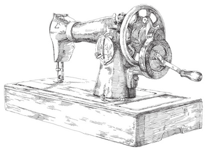 手工绘制的缝纫机缝纫机缝纫机现代,周转率素描为您设计的家用电器