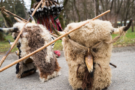 化装舞会的传统 Kukeri 面具