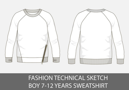 男孩712 年的时尚技术素描矢量图中的运动衫