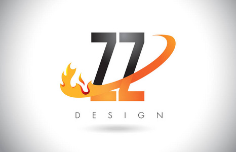 Zz Z 字母标志用火火焰设计和橙色旋风